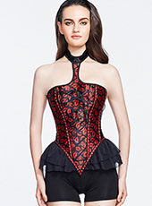 Red and Black Halter Bustier Dress S-XXL MH1294
