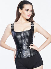 Black Leather Vest Corset S-XXL MH1297