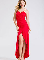 Fresh Red Bare shoulder Long Dress S-L MH5455