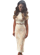 Short Sleeve 2pc Lace Dress S-L MH5476