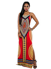 Jacquard Straps Long Dress S-XL MH5477