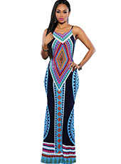 Jacquard Straps Long Dress  S-XL MH5478
