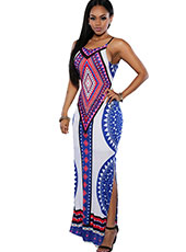 Jacquard Straps Long Dress S-XL MH5479