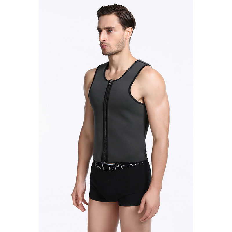 Black ultra Sweat zipper men latex corset XS-XXLMH1194
