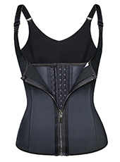 Black Adjustable Hooks with Zipper Latex Vest S-6XL MH1258