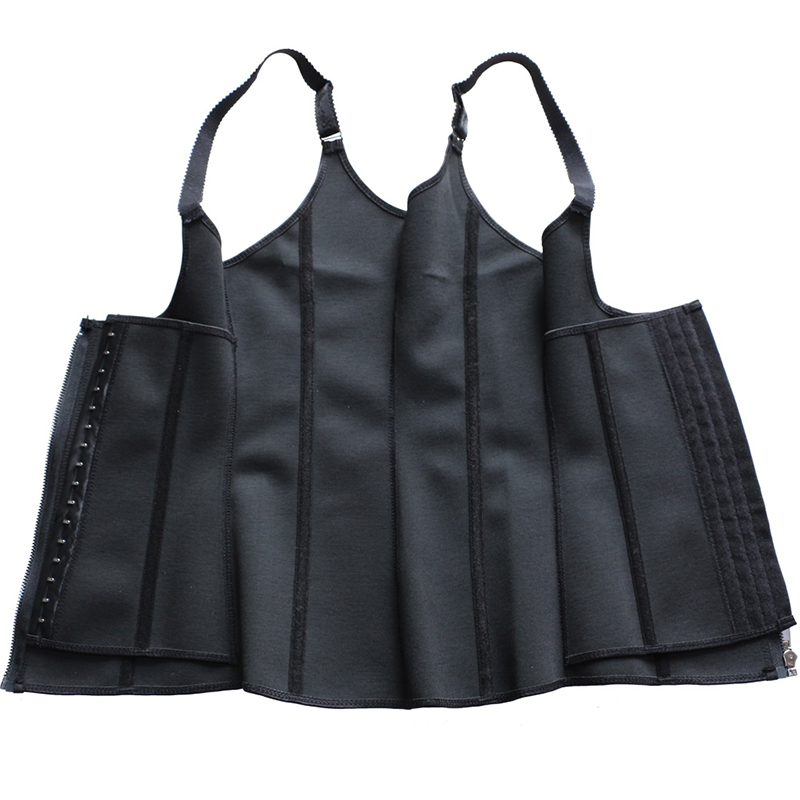Black Adjustable Hooks with Zipper Latex Vest S-6XL MH1258