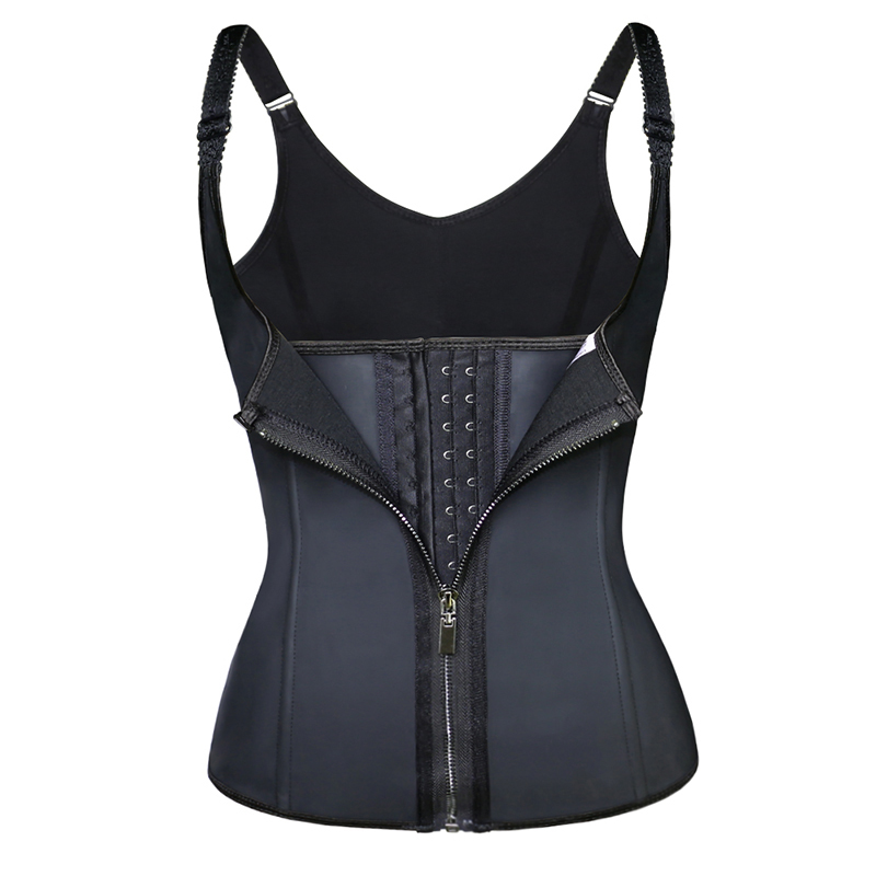 Black Adjustable Hooks with Zipper Latex Vest S-6XL MH1258