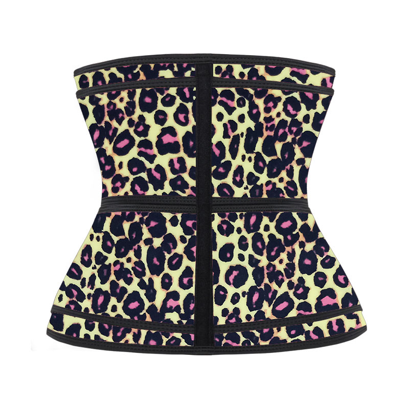 Yellow Leopard Double Straps Zipper Latex Waist Trainer