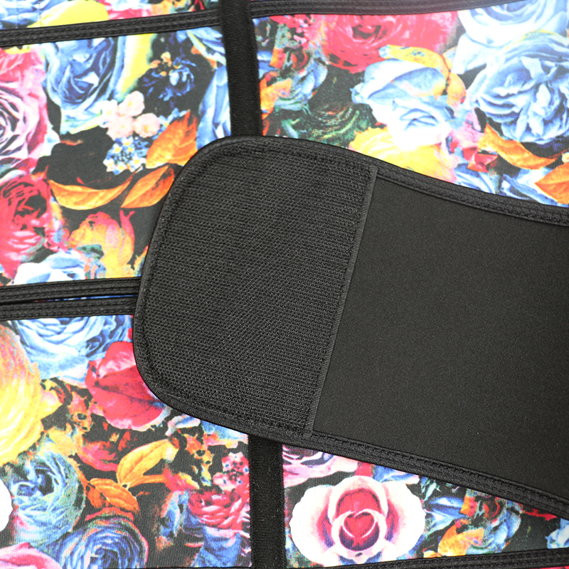 Rose Printed Double Straps Zipper Latex Waist Trainer