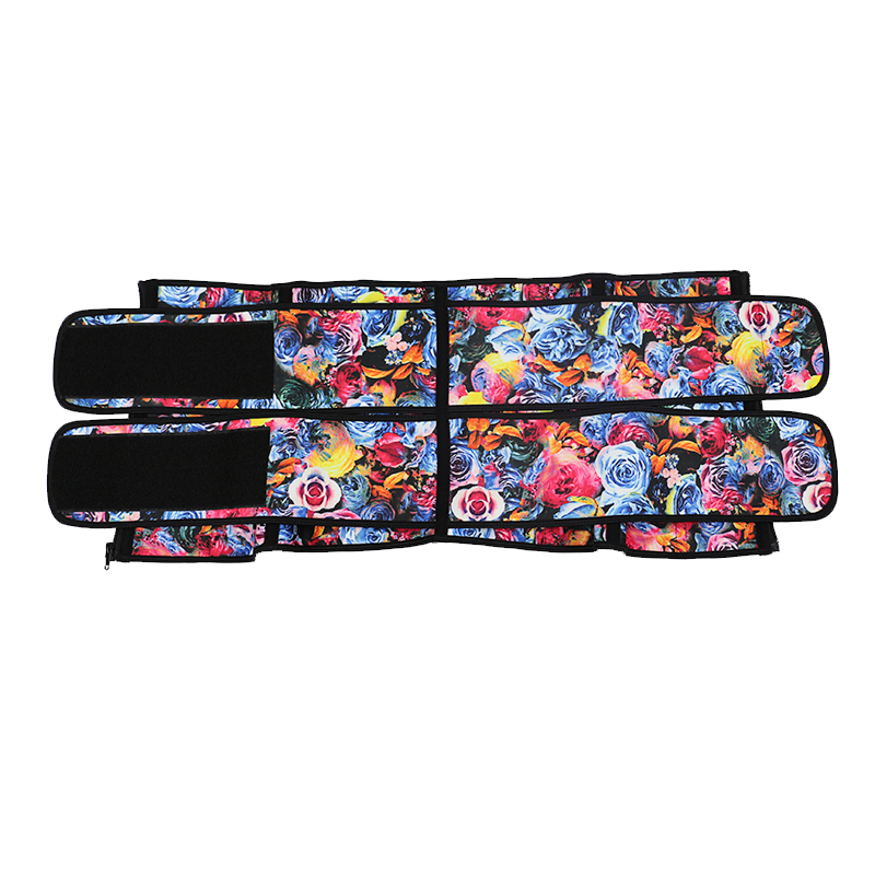 Rose Printed Double Straps Zipper Latex Waist Trainer
