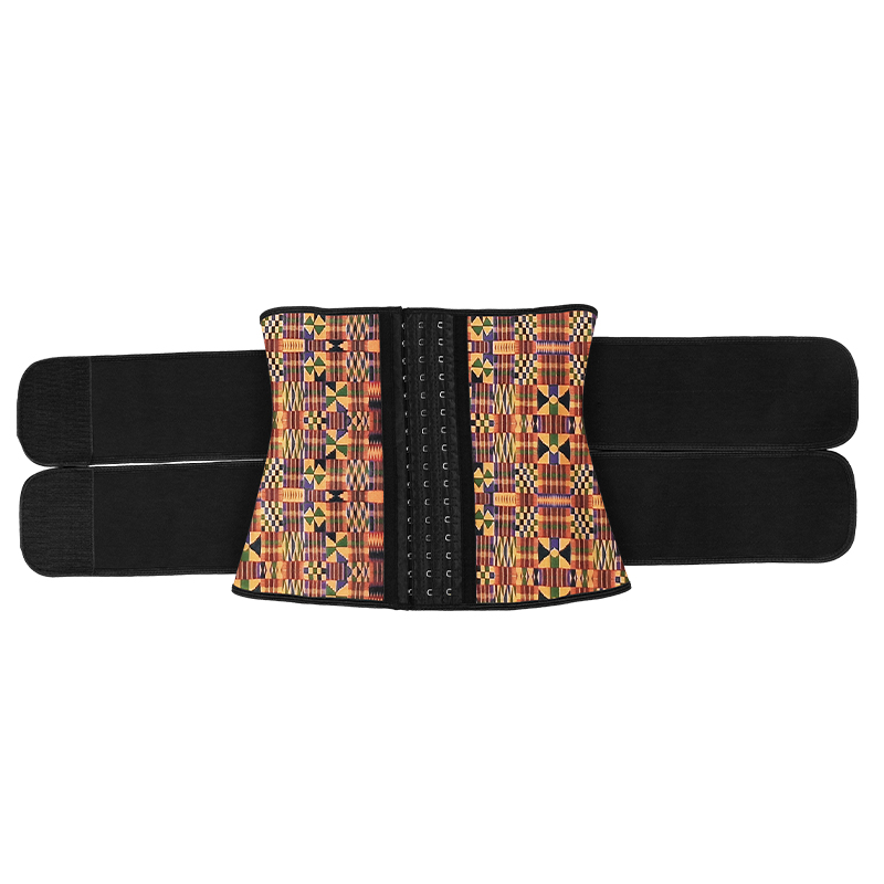 Geometric Pattern Double Belt Latex Waist Trainer