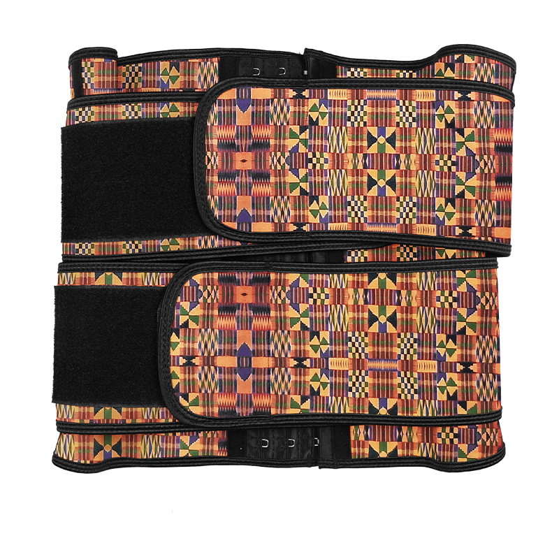 Geometric Pattern Double Belt Latex Waist Trainer 