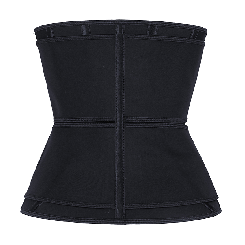 Black Double Belts Latex Waist Trainer MHW100071B