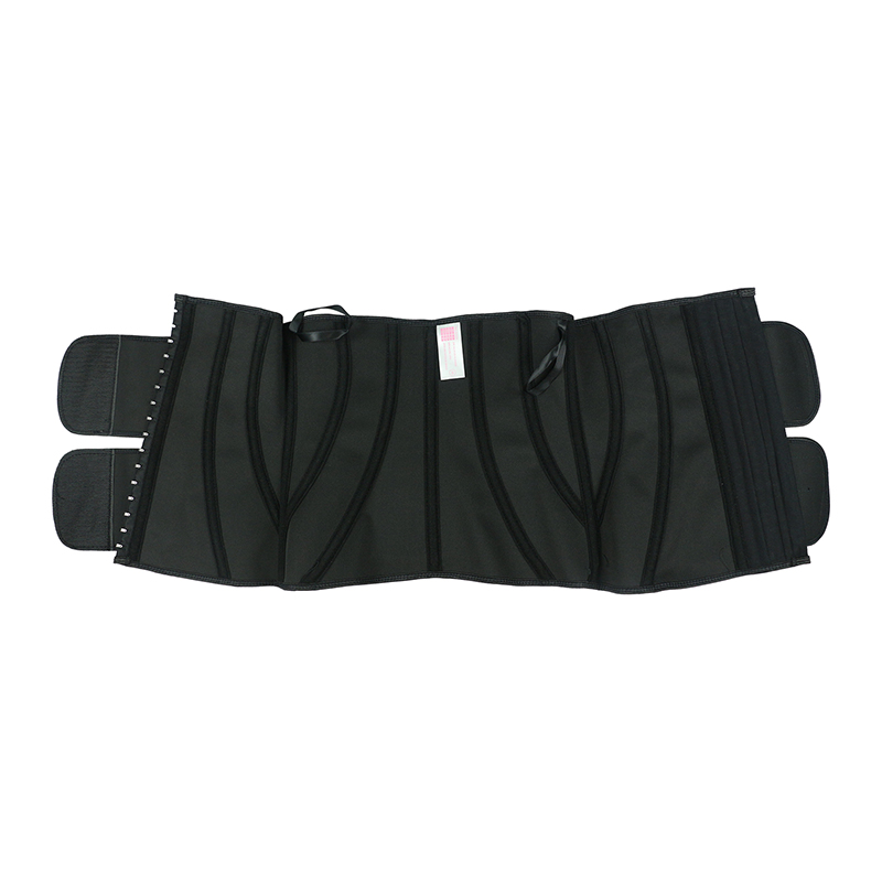 Black Double Belts Latex Waist Trainer MHW100071B