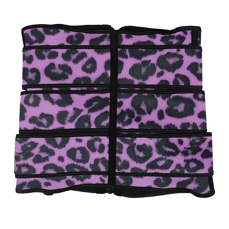 	Purple Leopard Three Belt Zipper Waist Trainer