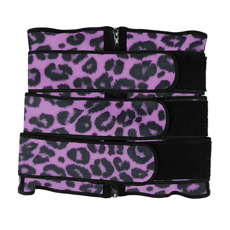 	Purple Leopard Three Belt Zipper Waist Trainer