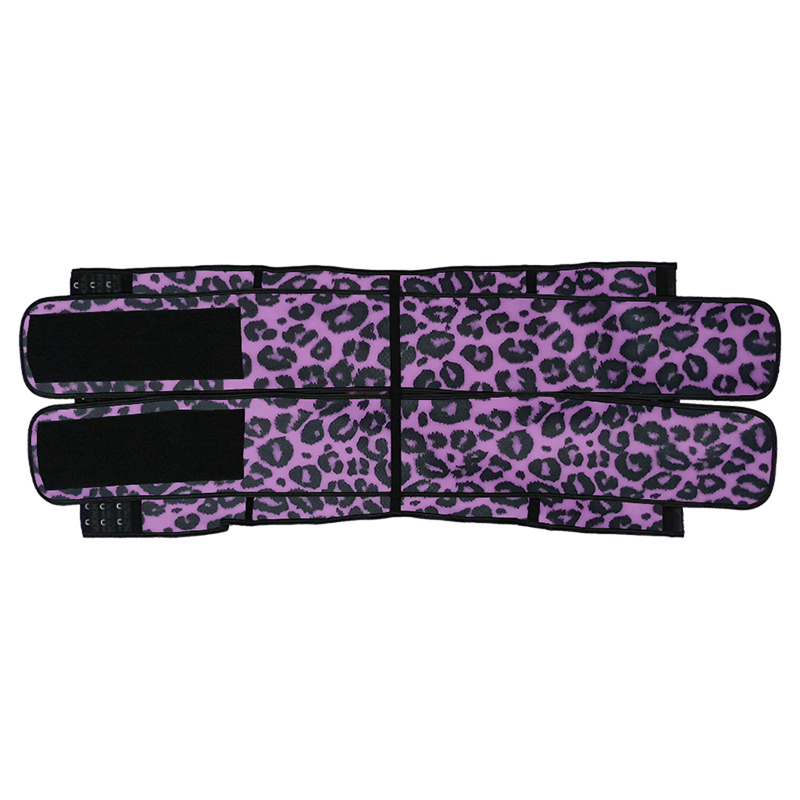 Leopard Purple Hooks Latex Waist Trainer with Two Belts MH1872PUL