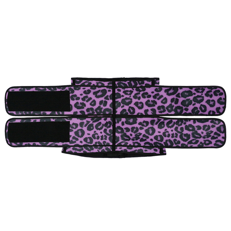 Leopard Purple Hooks Latex Waist Trainer with Two Belts MH1872PUL