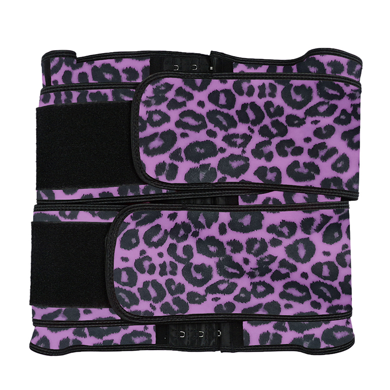 Leopard Purple Hooks Latex Waist Trainer with Two Belts MH1872PUL