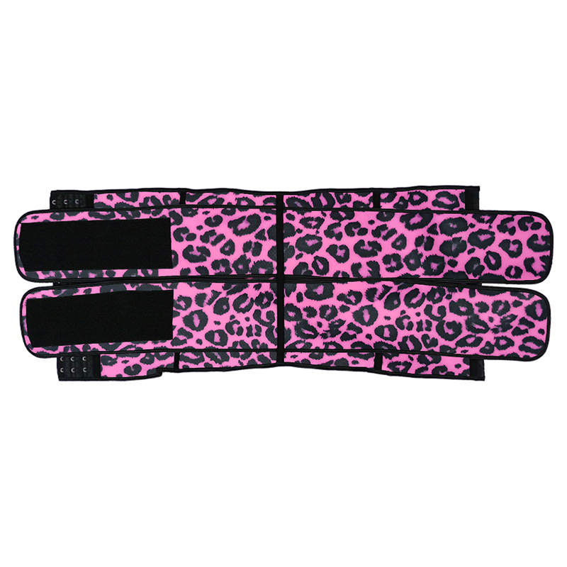 Leopard Pink Hooks Latex Waist Trainer with Two Belts MH1872PL