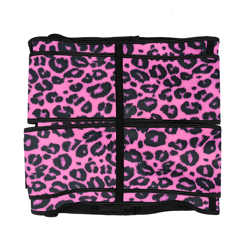 Leopard Pink Hooks Latex Waist Trainer with Two Belts MH1872PL