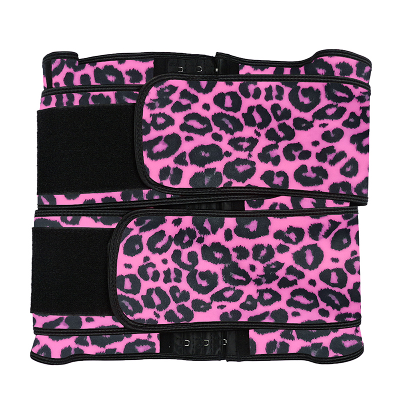 Leopard Pink Hooks Latex Waist Trainer with Two Belts MH1872PL