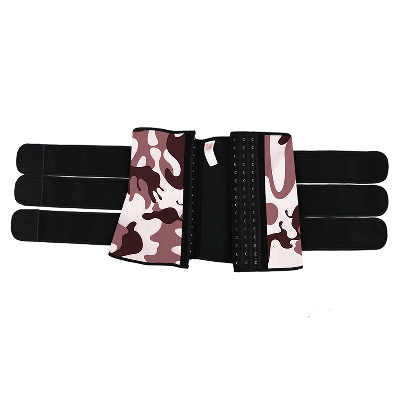 Camouflage Brown Hooks Latex Waist Trainer with Two Belts MH1872BRL