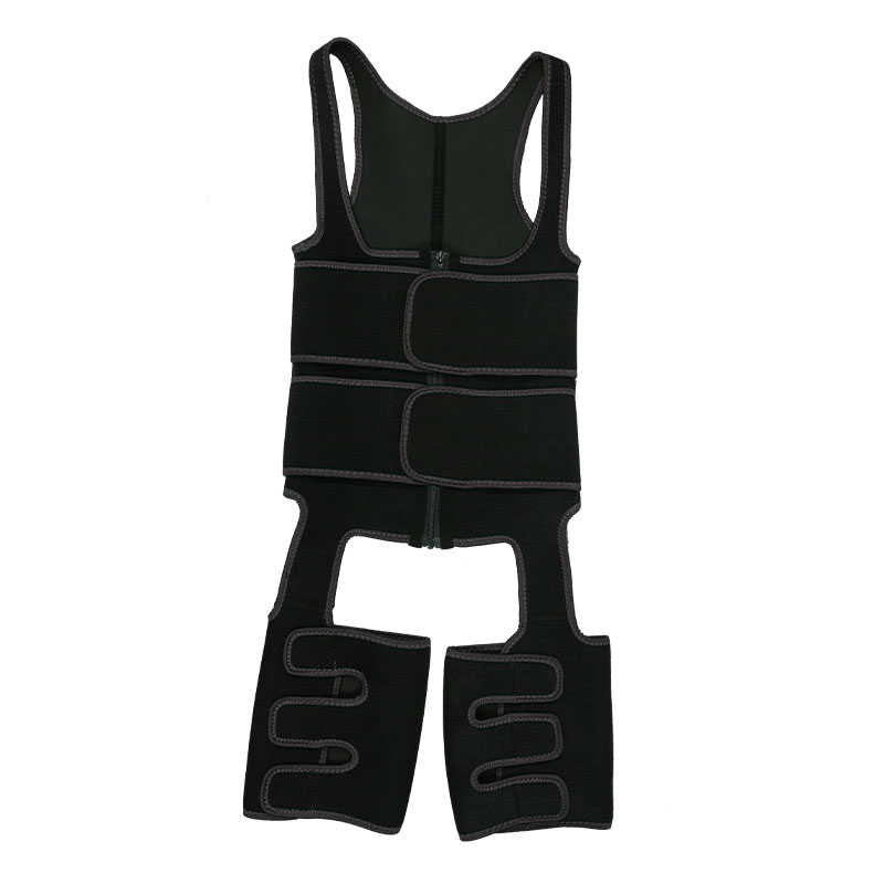 Black Thigh Shaper with Double Belt Vest MHW100046B