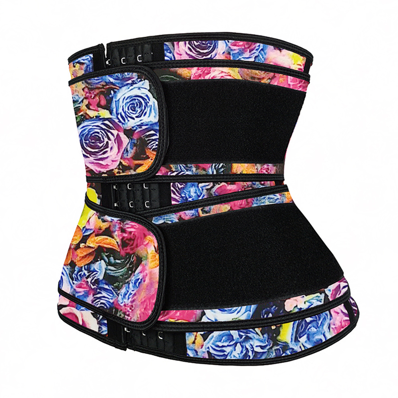 Double Belt Latex Hook Waist Trainer Rose MHW1872M