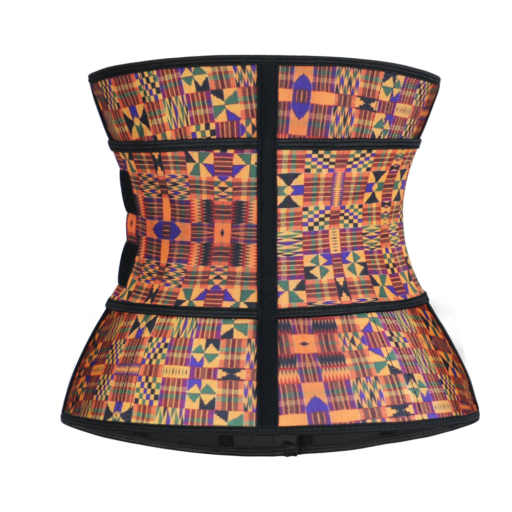 Geometric Pattern Latex Waist Trainer Hooks MH1769