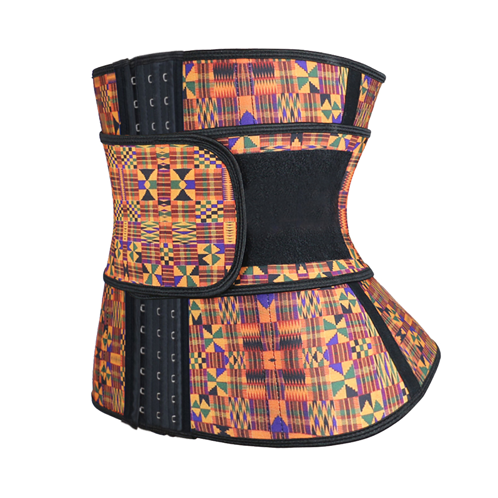 Geometric Pattern Latex Waist Trainer Hooks MH1769