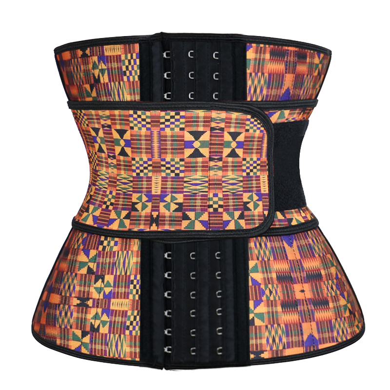 Geometric Pattern Latex Waist Trainer Hooks MH1769