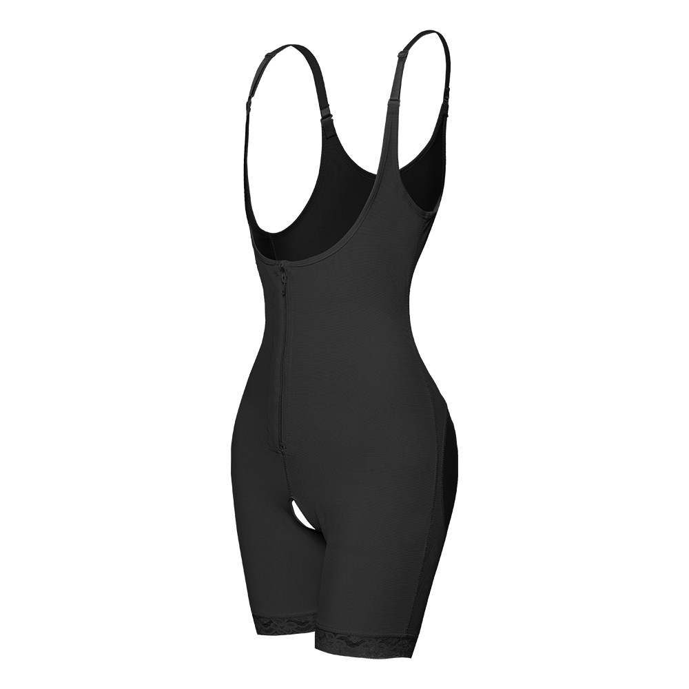 Black Zipper-breasted One-piece Belly-lifting Shapewear MHW100033B ...