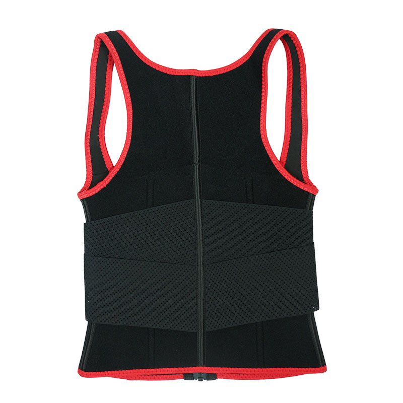 Red Elastic Single Bands Vest With Zipper MHW100076R