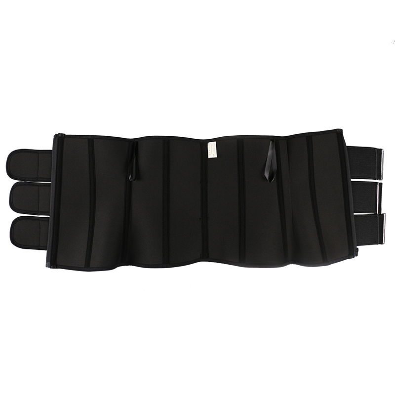 Black Neoprene Waist Trainer With Triple Detachable Square-Buckle-Pulley Belts MHW100138B