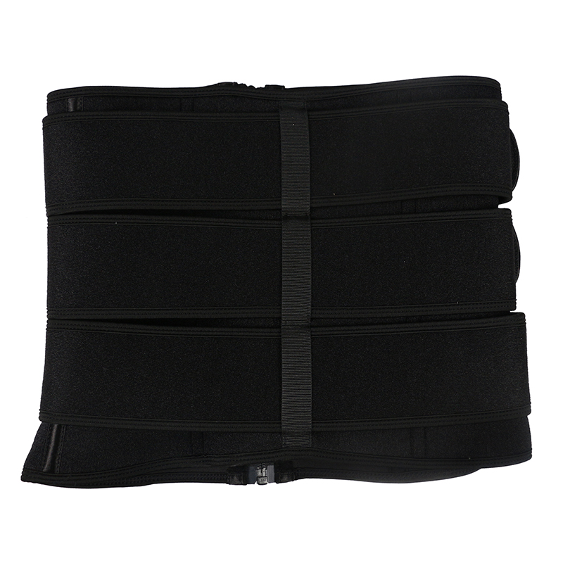 Black Neoprene Waist Trainer With Triple Detachable Square-Buckle-Pulley Belts MHW100138B