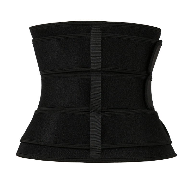 Black Neoprene Waist Trainer With Triple Detachable Square-Buckle-Pulley Belts MHW100138B