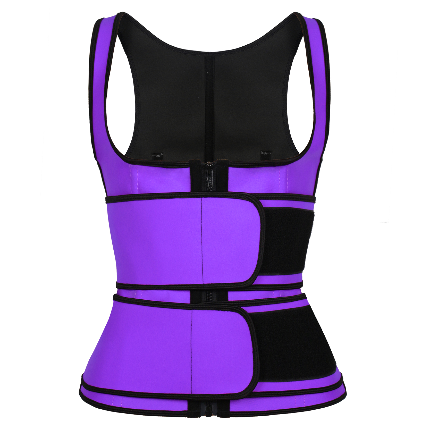 Purple Latex Double Belt Vest With Zipper MHW100086Pur-Nanbin waist trainer