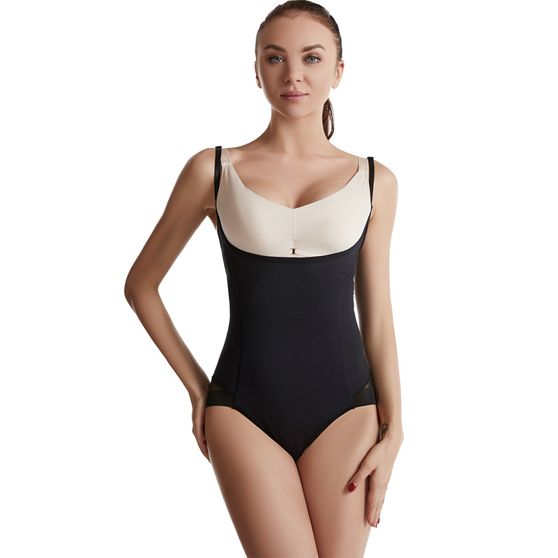 Black Ice Silk Corset Body Shaping Onesie for Postpartum Women MT000096B