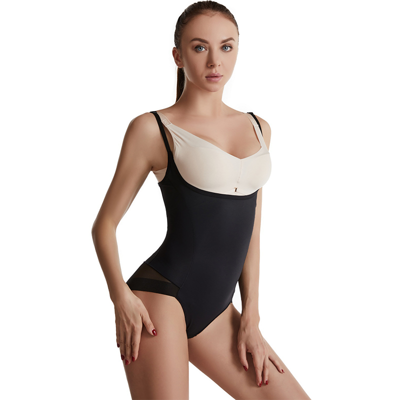 Black Ice Silk Corset Body Shaping Onesie for Postpartum Women MT000096B